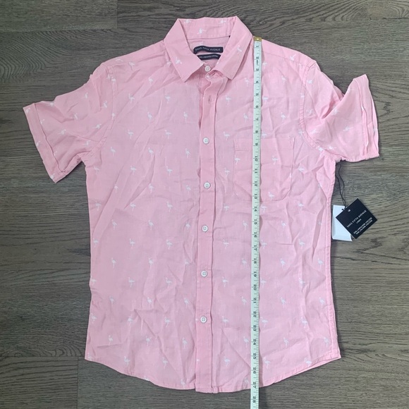 Saks Fifth Avenue Linen Blend Flamingo Print Button Down Shirt - Size S - NWT - Picture 6 of 9